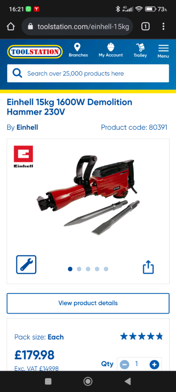 Einhell 15kg 1600W Demolition Hammer 